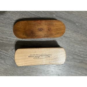 2 Vintage Shoe Polish Brushes National and Oxco Horesehair Bristles & Wood EUC